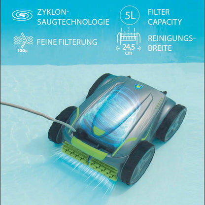 Zodiac Vortex 4WD GV5220 Poolroboter – Automatisch, Boden-, Wand- & Wasserlinienreinigung, bis 12×6 m, mit 18 m Kabel & Trolley