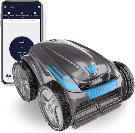 Automatischer Poolroboter Zodiac VORTEX 4WD. Bis zu 12x6 m, reinigt Boden, Wände und Wasserlinie. Fernbedienung und Lift System über App. Inklusive Swivel und Transportwagen. OV 5480 iQ