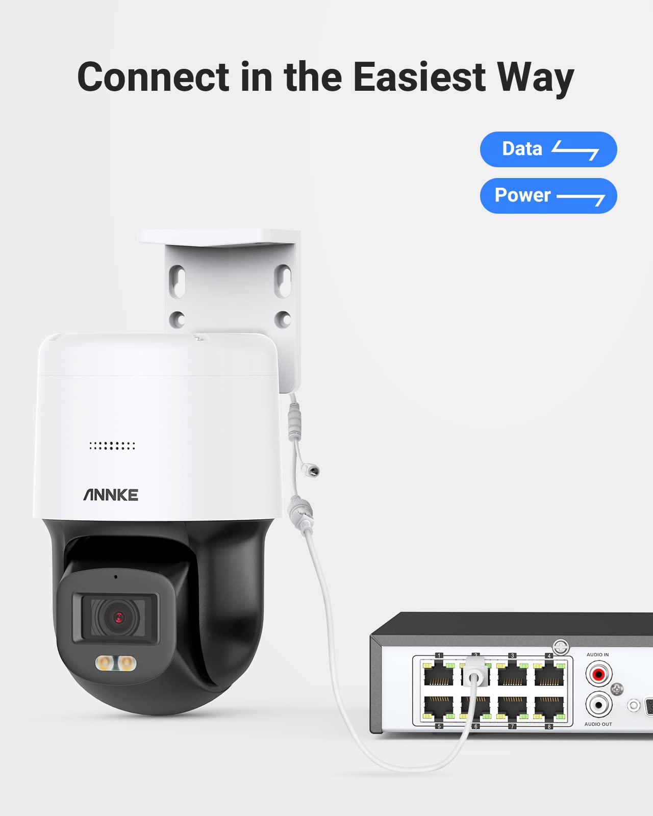 ANNKE 3K POE Kamera Set – 8× IP-Kameras, 2-Wege-Audio, 340° PTZ, Farbnachtsicht, Bewegungserkennung, 8CH NVR mit 1TB HDD, Fernzugriff