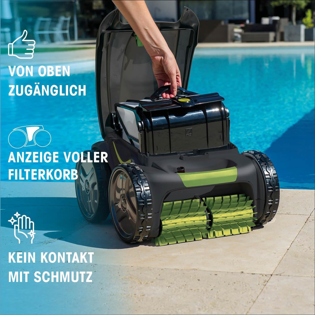 Zodiac Vortex 4WD GV5220 Poolroboter – Automatisch, Boden-, Wand- & Wasserlinienreinigung, bis 12×6 m, mit 18 m Kabel & Trolley