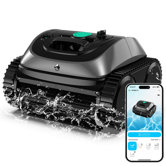 WYBOT C1 Poolroboter mit Akku, 150 Min. Kabellos Poolsauger Poolroboter Boden und Wand, Poolreiniger mit intelligenter Routenplanung, vollautomatische Boden-, Wasserlinien- & Wandreinigung, bis 150 ㎡