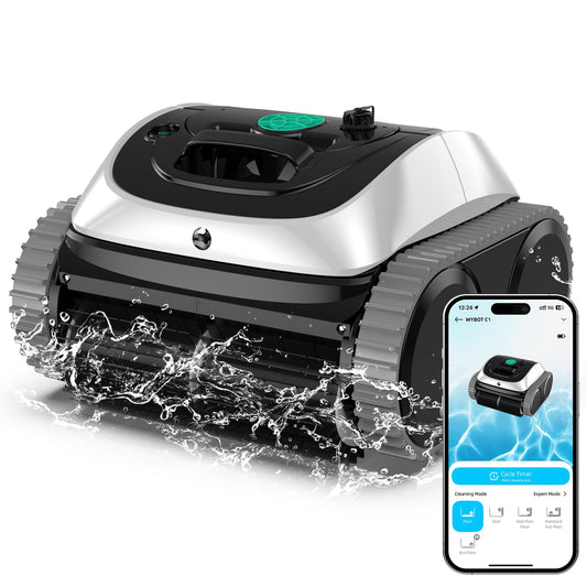 WYBOT C1 Poolroboter mit Akku, 150 Min. Kabellos Poolsauger Poolroboter Boden und Wand, Poolreiniger mit intelligenter Routenplanung, vollautomatische Boden-, Wasserlinien- & Wandreinigung, bis 150 ㎡
