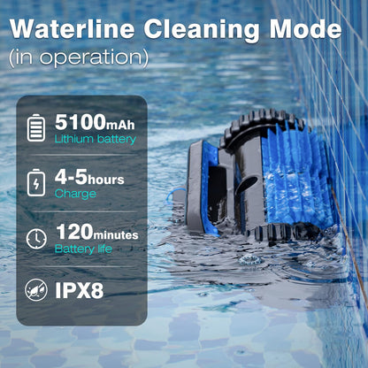 EVERCROSS BOT U8 Kabelloser Poolroboter – Boden-, Wand- & Wasserlinienreinigung, 120 Min Laufzeit, bis 200 m²