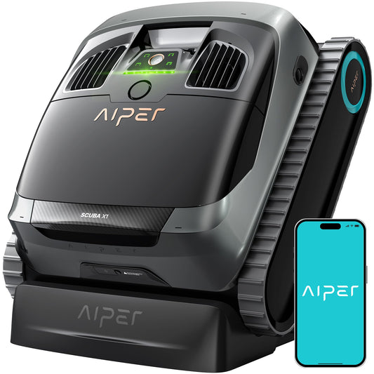 AIPER Scuba X1 Poolroboter mit App – 25200 LPH, 3 µm Feinfiltersystem, Boden-, Wand- & Wasserlinienreinigung, Kabellos