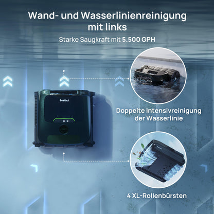 Beatbot AquaSense 2 Pro Pool Robot, Pool Vacuum Cleaner Design for Cleaning Floor, Wall, Surfaces and Clarifies Water, Floats on Water Surface After Cleaning, Smart Navigation, Pools up to 360 m²
