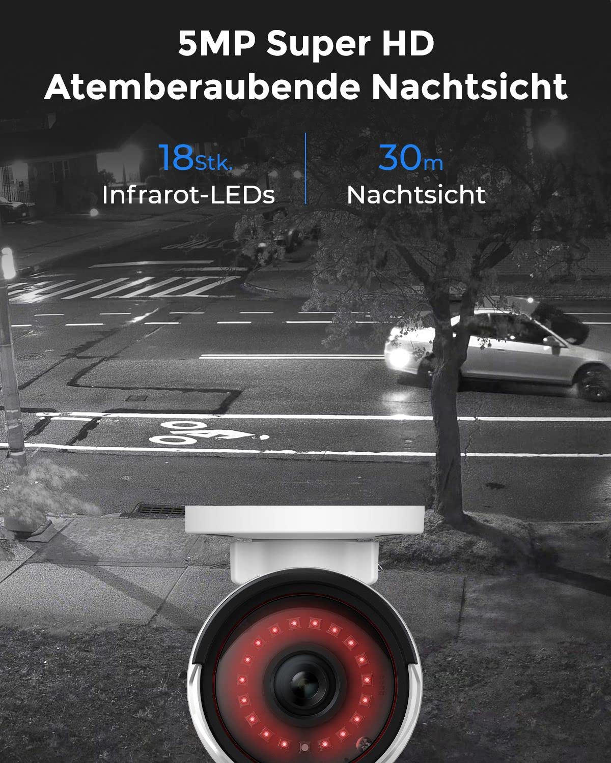 Reolink 5MP Kamera Set – 4× PoE Outdoor-Kameras, 8CH NVR mit 2TB, Personen-/Fahrzeugerkennung, IR-Nachtsicht, 24/7 Überwachung (RLK8-410B4-5MP)