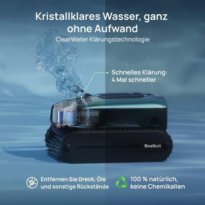 Beatbot AquaSense 2 Pro Pool Robot Set with Clarifier Set, Pool Vacuum Cleaner Design for Cleaning Floor, Wall, Surfaces and Clarifies Water, Floats on Water Surface After Cleaning