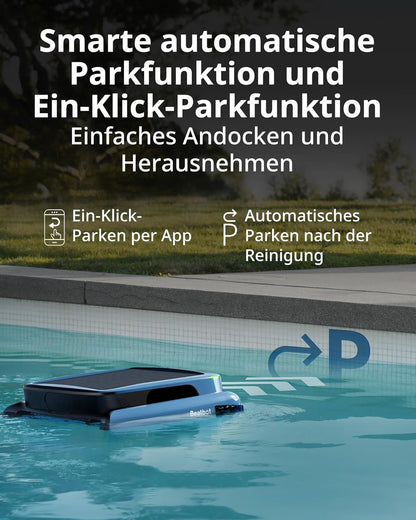 Beatbot iSkim Ultra Solar Powered Robot Pool Skimmer, Pool Cleaning Robot for Surface, Dual Charging Options, Water Clarification, Edge and Corner Cleaning, App Control, Ice Blue