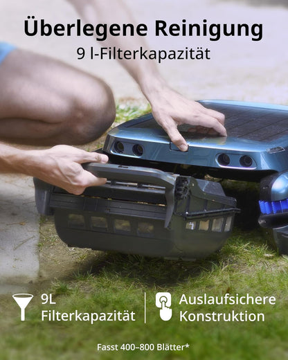 Beatbot iSkim Ultra Solar Powered Robot Pool Skimmer, Pool Cleaning Robot for Surface, Dual Charging Options, Water Clarification, Edge and Corner Cleaning, App Control, Ice Blue