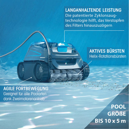 Zodiac CNX 10 Automatic Pool Robot for up to 9 x 4 m, Cleans Floor, Walls and Waterline. Cyclone Suction Technology, Agile Movement. Includes 15 m Cable and Fine Filter