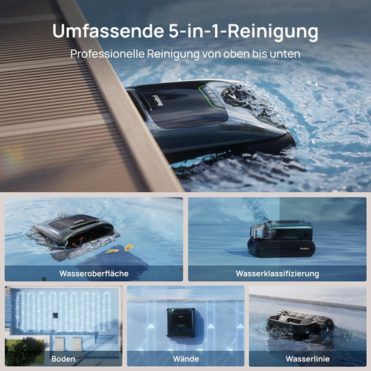 Beatbot AquaSense 2 Pro Pool Robot, Pool Vacuum Cleaner Design for Cleaning Floor, Wall, Surfaces and Clarifies Water, Floats on Water Surface After Cleaning, Smart Navigation, Pools up to 360 m²