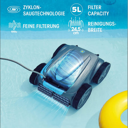 Automatischer Poolroboter Zodiac VORTEX 4WD. Bis zu 12x6 m, reinigt Boden, Wände und Wasserlinie. Fernbedienung und Lift System über App. Inklusive Swivel und Transportwagen. OV 5480 iQ