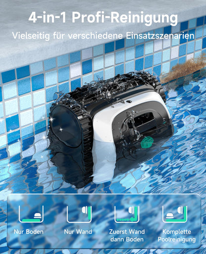 WYBOT C1 Poolroboter mit Akku, 150 Min. Kabellos Poolsauger Poolroboter Boden und Wand, Poolreiniger mit intelligenter Routenplanung, vollautomatische Boden-, Wasserlinien- & Wandreinigung, bis 150 ㎡