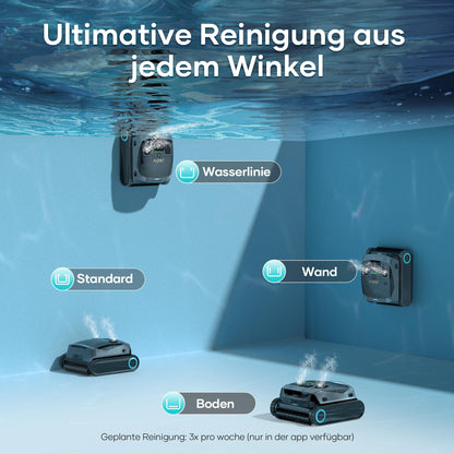 AIPER Scuba X1 Poolroboter mit App – 25200 LPH, 3 µm Feinfiltersystem, Boden-, Wand- & Wasserlinienreinigung, Kabellos