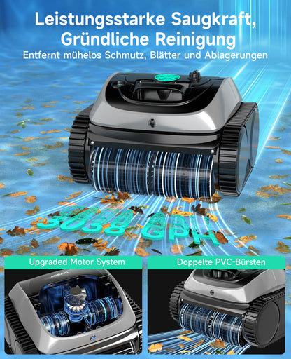 WYBOT C1 Poolroboter mit Akku, 150 Min. Kabellos Poolsauger Poolroboter Boden und Wand, Poolreiniger mit intelligenter Routenplanung, vollautomatische Boden-, Wasserlinien- & Wandreinigung, bis 150 ㎡