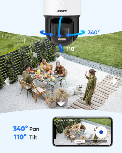 ANNKE 3K POE Kamera Set – 8× IP-Kameras, 2-Wege-Audio, 340° PTZ, Farbnachtsicht, Bewegungserkennung, 8CH NVR mit 1TB HDD, Fernzugriff