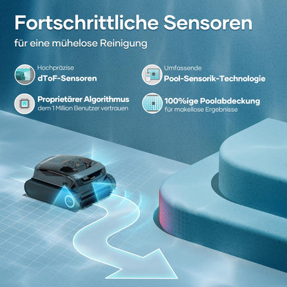 AIPER Scuba X1 Poolroboter mit App – 25200 LPH, 3 µm Feinfiltersystem, Boden-, Wand- & Wasserlinienreinigung, Kabellos